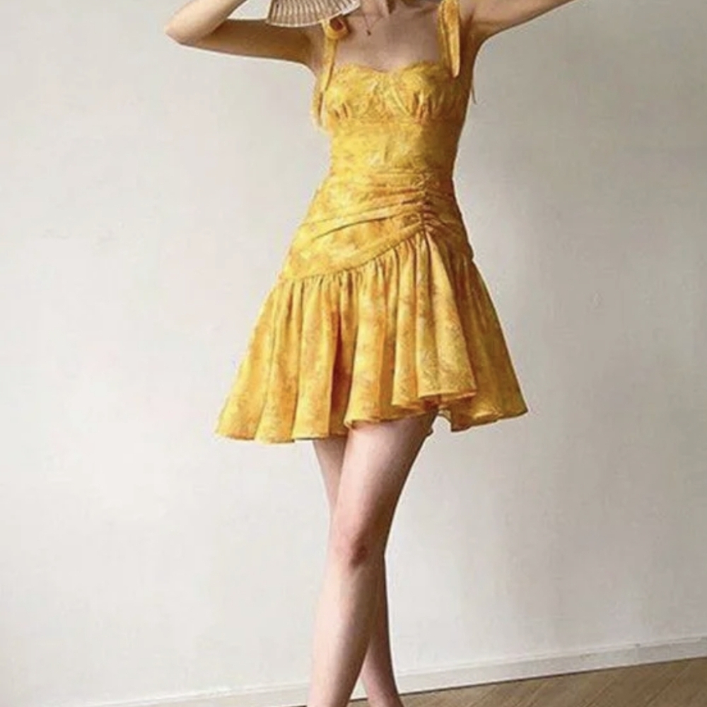 Vibrant Yellow Mini Dress NWOT small